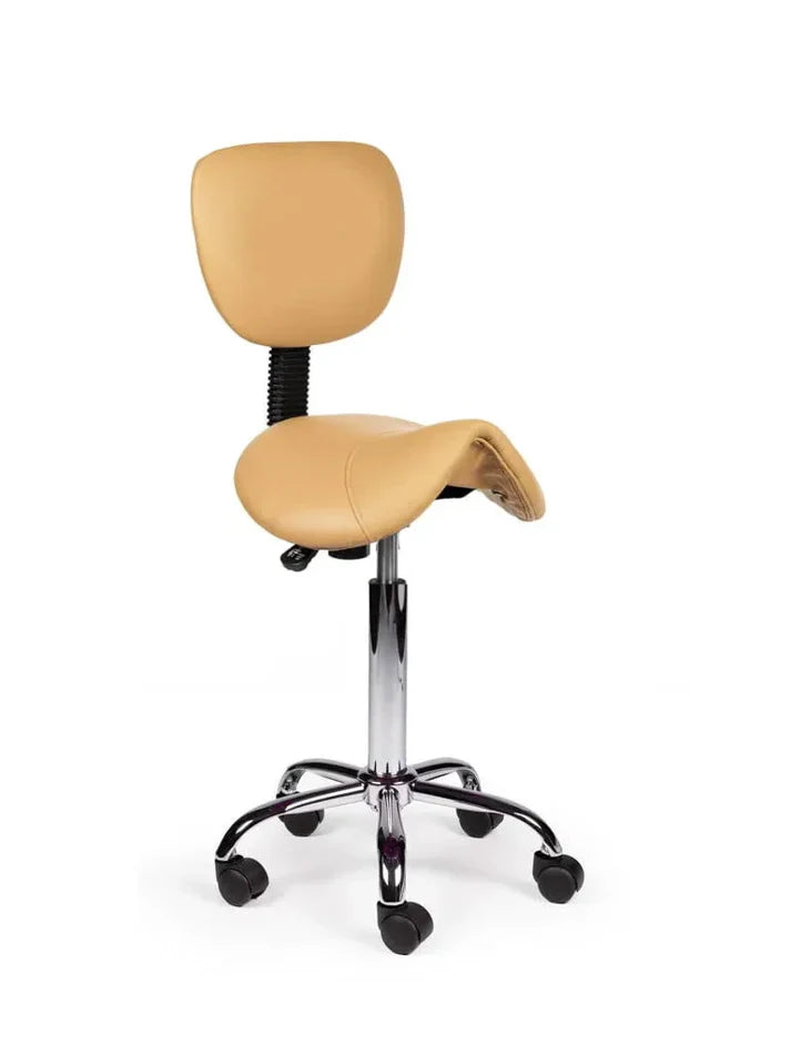 Ergonomisch Sattelhocker Beige Mit Lehne Auf Räder