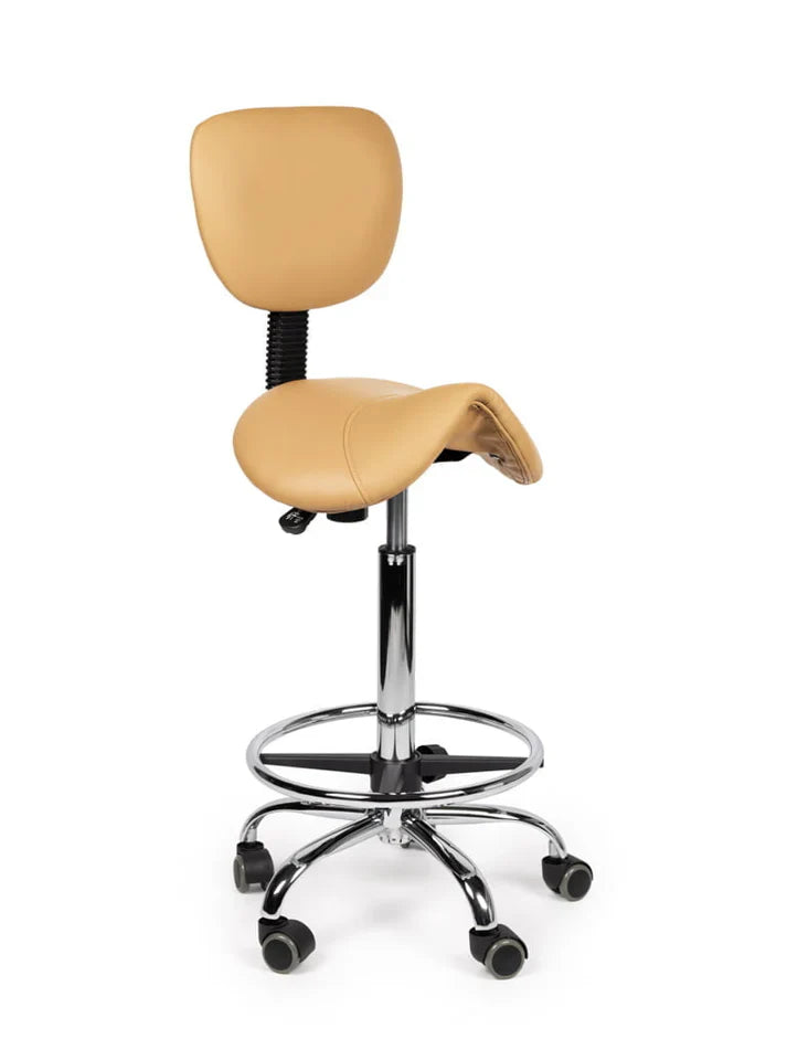 Ergonomisch Sattelhocker Beige Mit Lehne Auf Räder