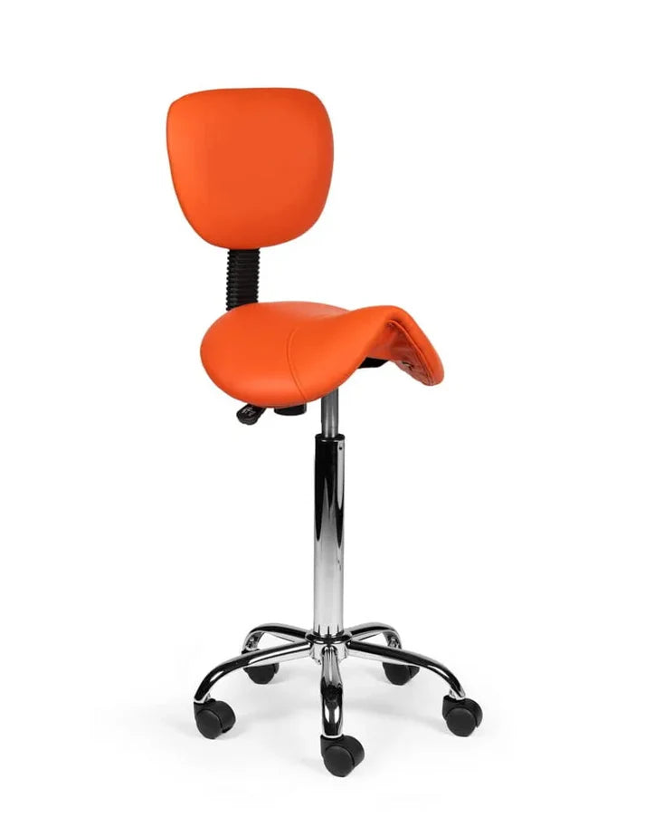 Ergonomisch Sattelhocker Orange Mit Lehne Auf Räder