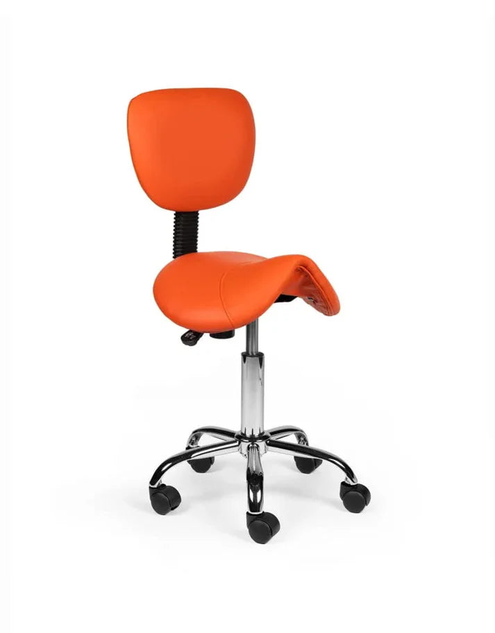 Ergonomisch Sattelhocker Orange Mit Lehne Auf Räder